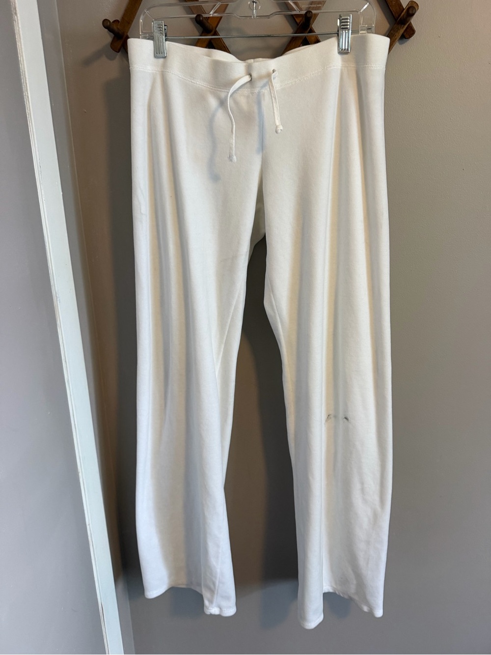 Juicy Couture Vintage Y2K White Velour Flare Track Pants Large *flaw